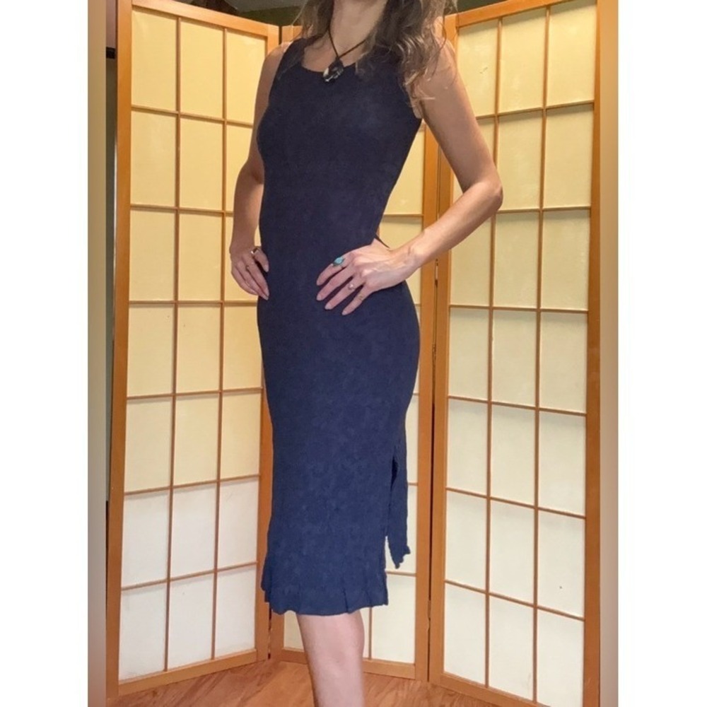Practical Magic Vintage Dress Midi Minimalist 90s Karin Stevens Navy 10